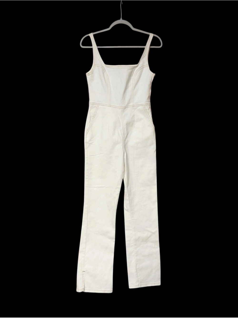 ASOS Cream/warm white denim Sleeveless Straight-Leg Jumpsuit NWT, size 4